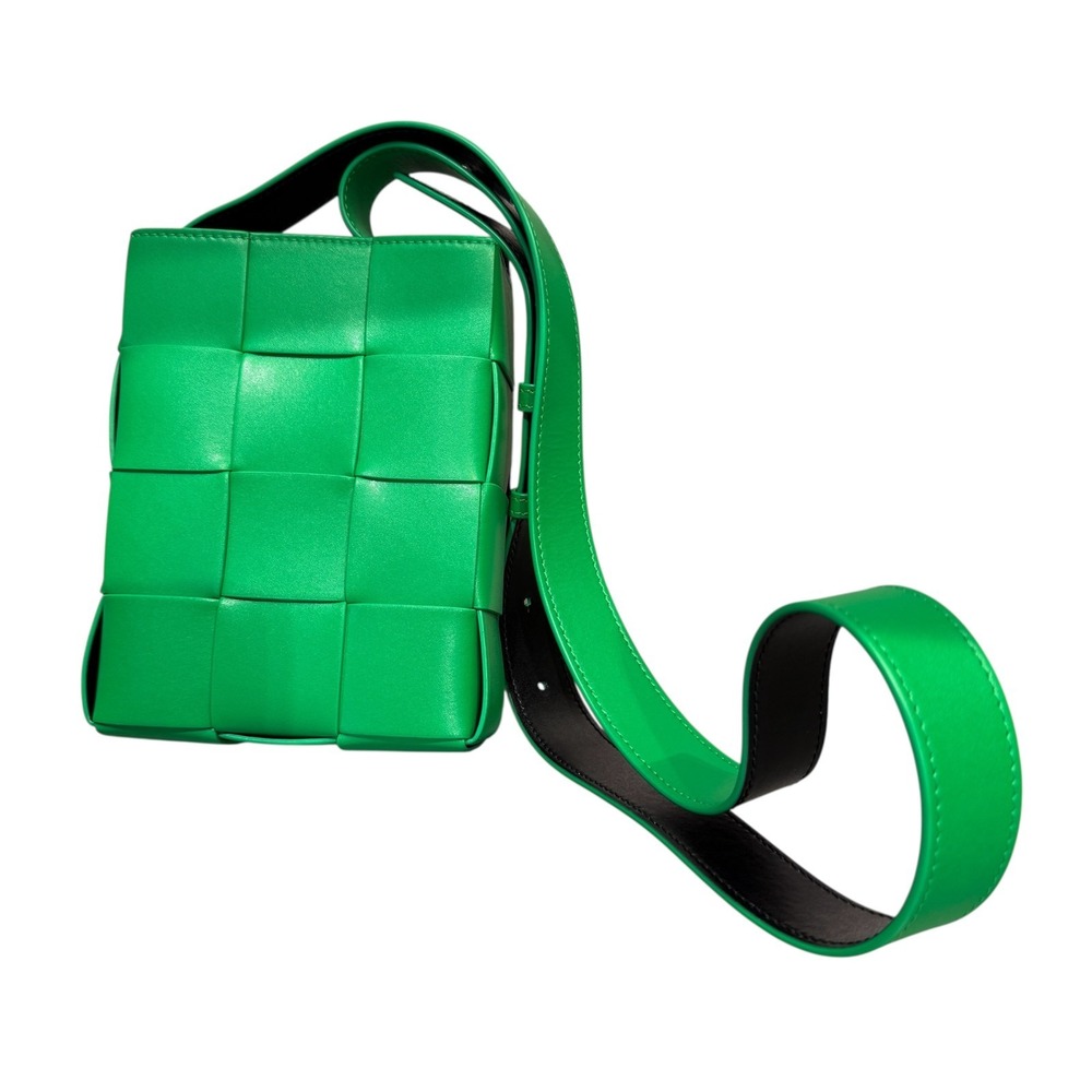 Bottega Veneta Cassette Crossbody Bag Green Black Intrecciato Leather NWT - Picture 5 of 12